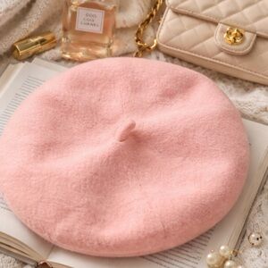 Soft Blush Pink 100% Wool Beret | Parisian Style Classic Hat